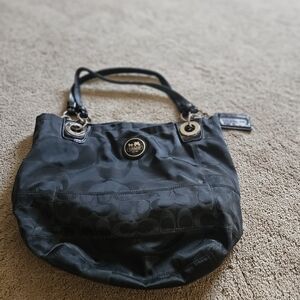 Coach Black Shoulder Bag with Silver Hardware
